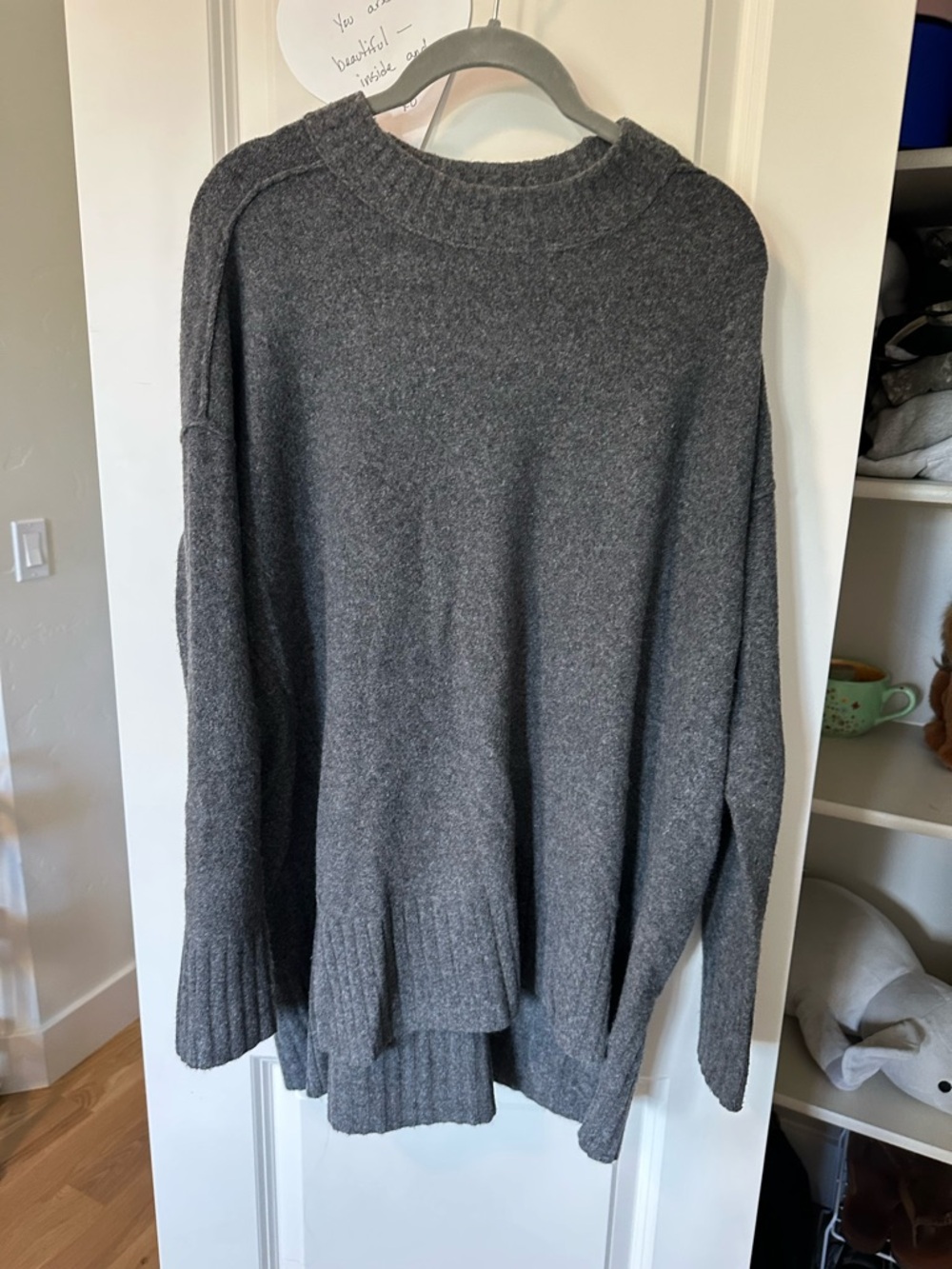 Free People Heather Charcoal Knit Pullover